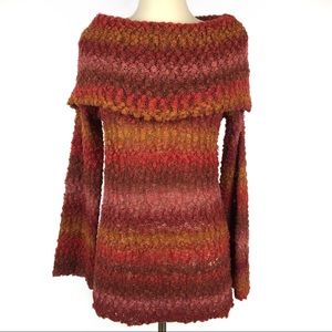 Hinge Autumn Ombré Boucle Knit Cowl Neck Sweater